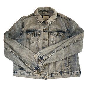 Forever 21 Women’s Light Stone Wash Denim Jacket Acid Wash Jean Trucker Size L